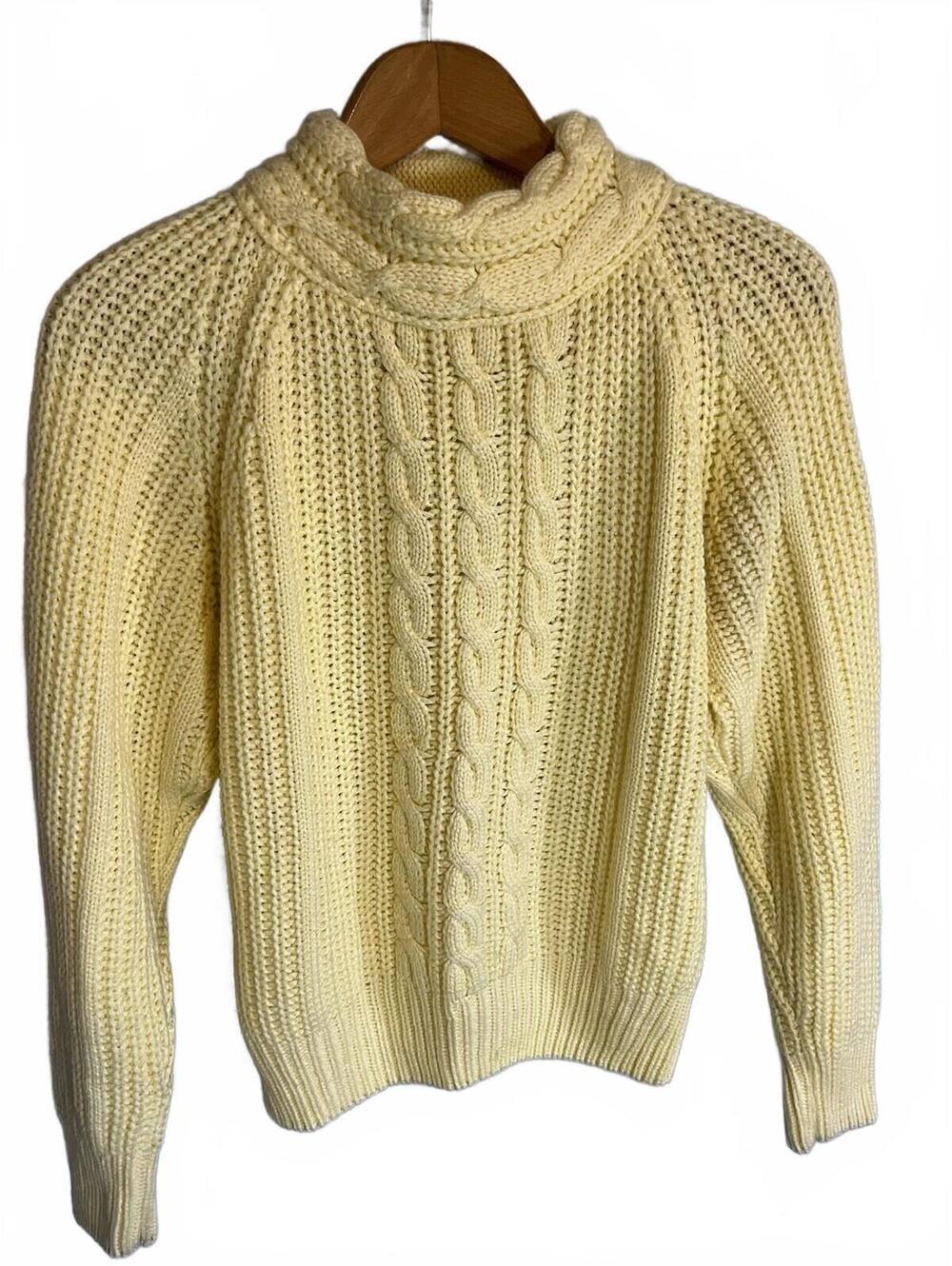 Stefano Womens Sweater, size small, Yellow Preppy Cable Knit 80s 90s